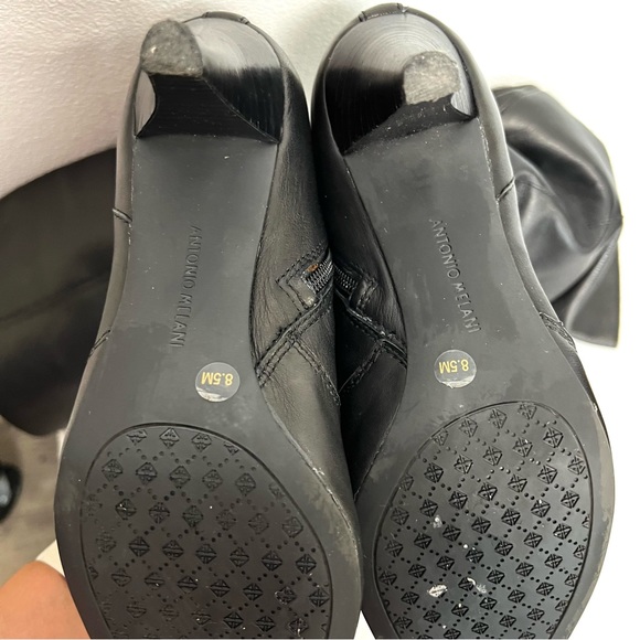 ANTONIO MELANI Tall Black Leather Heeled Boots Size 8.5M - Picture 8 of 11